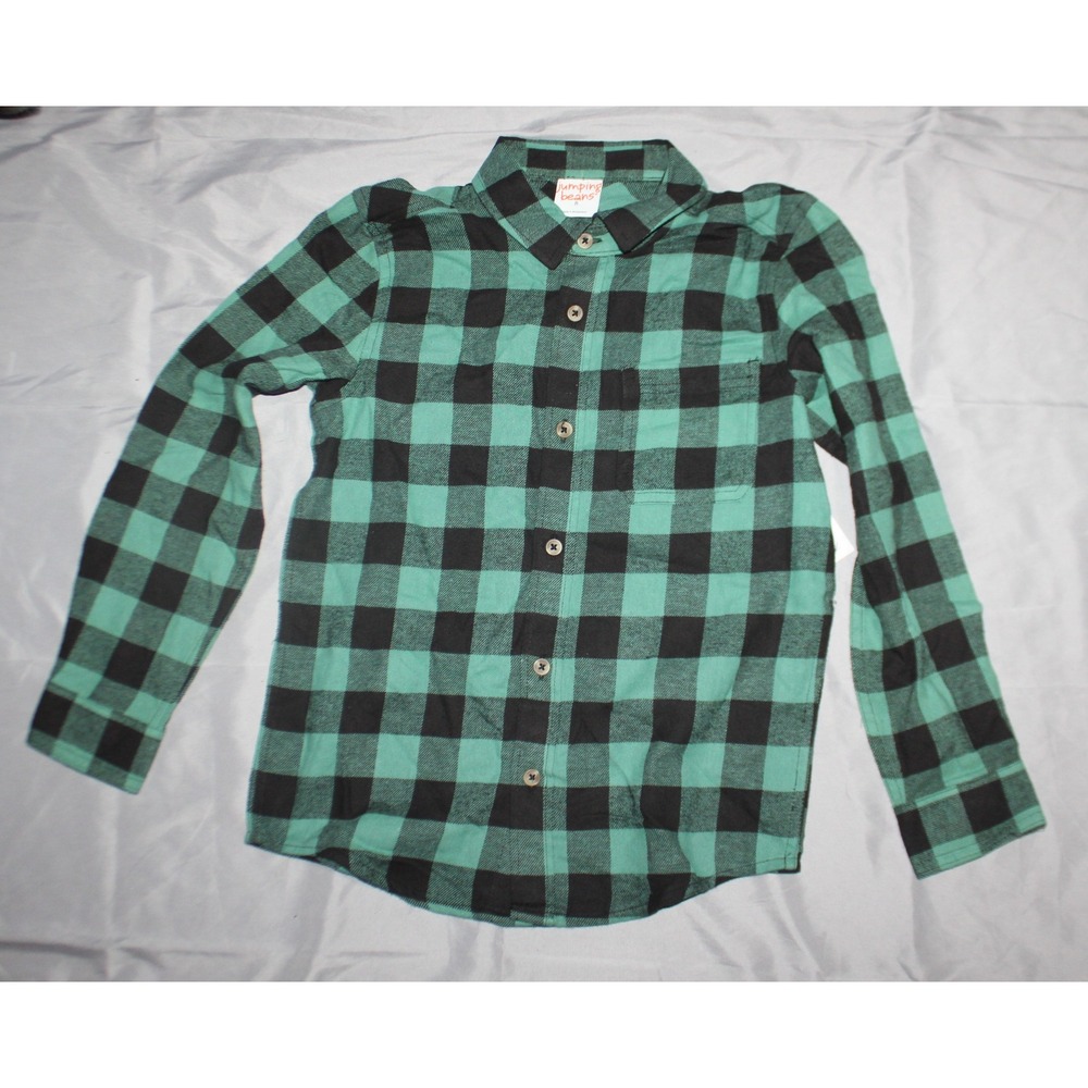 Boys Jumping beans flannel shirt green black size 8